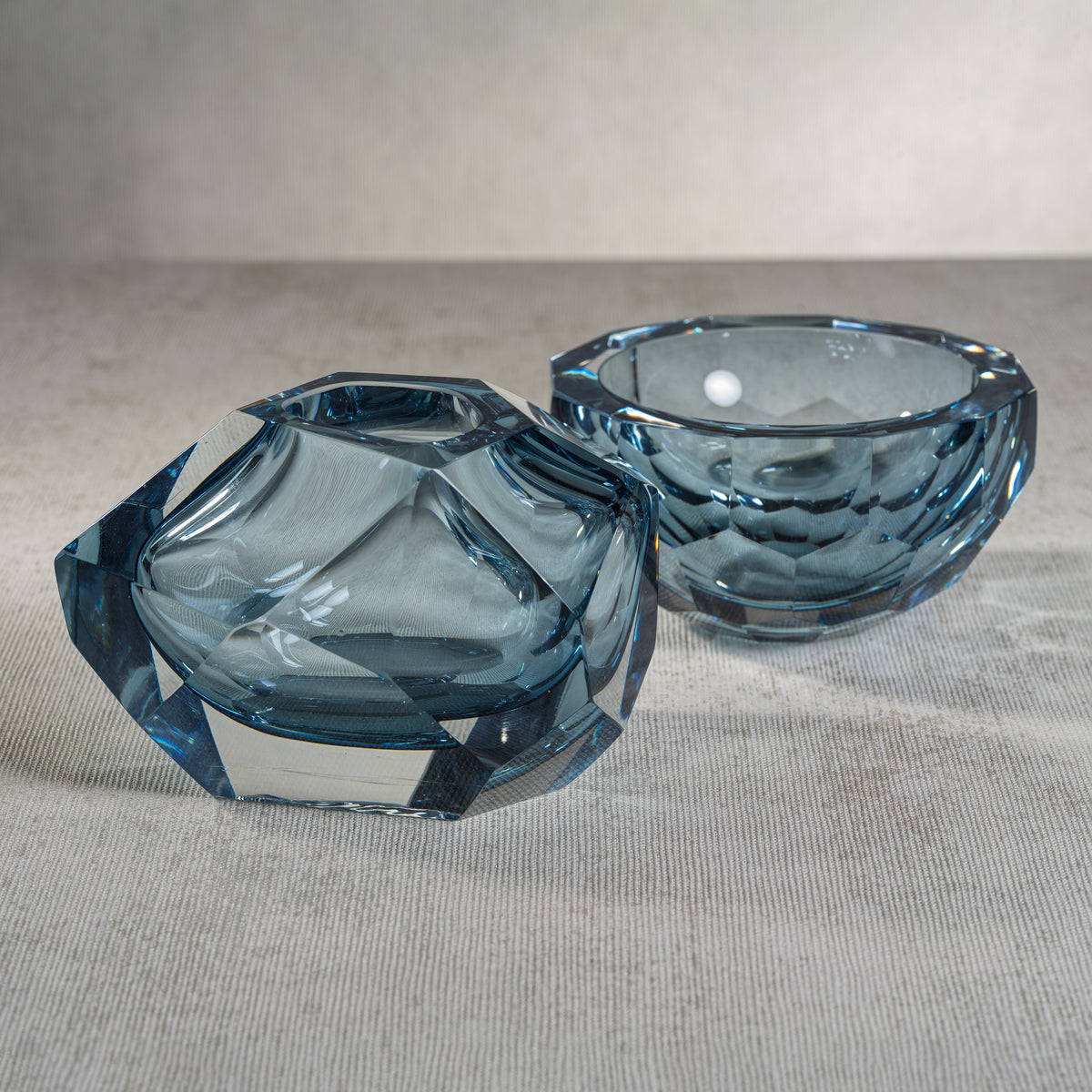 Zodax Valmorel Cut Glass Bowl, Sky Blue