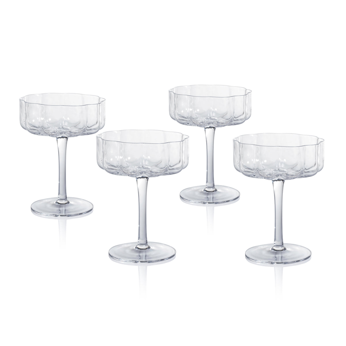 Zodax Reinhard 4-Piece Set Handblown Coupe Glasses, Clear
