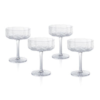 Zodax Reinhard 4-Piece Set Handblown Coupe Glasses, Clear