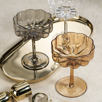 Zodax Reinhard 4-Piece Set Handblown Coupe Glasses, Smoke