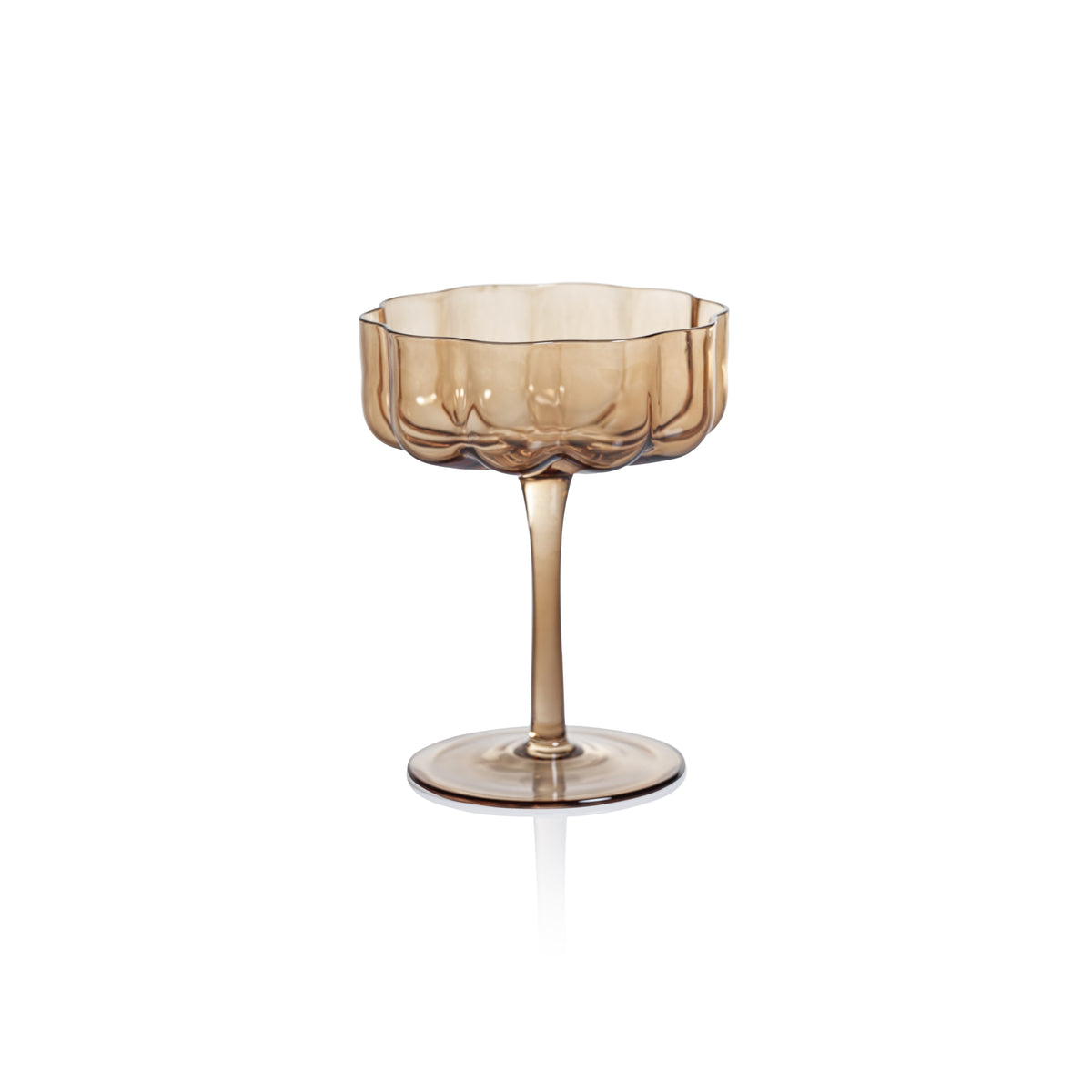 Zodax Reinhard 4-Piece Set Handblown Coupe Glasses, Amber