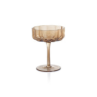 Zodax Reinhard 4-Piece Set Handblown Coupe Glasses, Amber