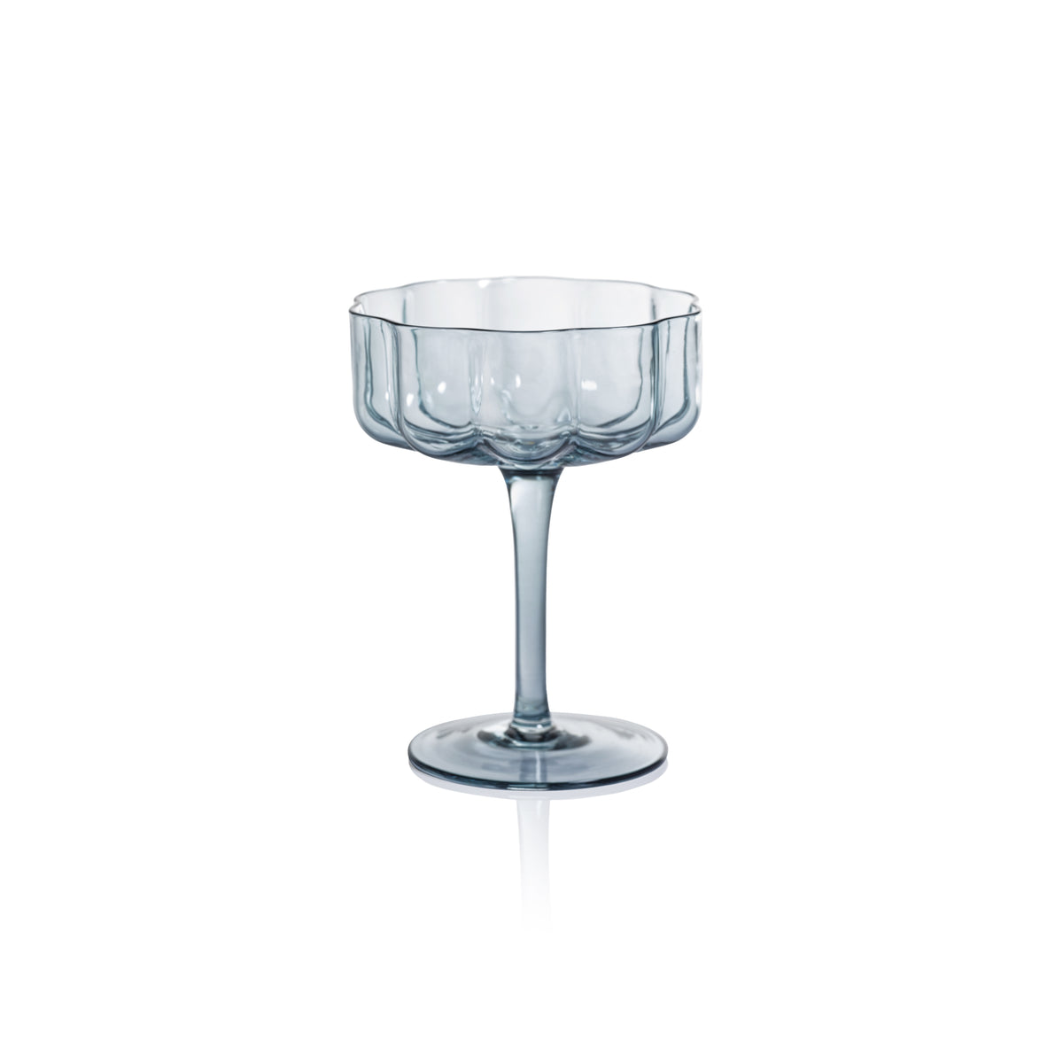 Zodax Reinhard 4-Piece Set Handblown Coupe Glasses, Blue
