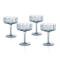 Zodax Reinhard 4-Piece Set Handblown Coupe Glasses, Blue