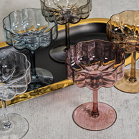 Zodax Reinhard 4-Piece Set Handblown Coupe Glasses, Aubergine