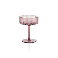 Zodax Reinhard 4-Piece Set Handblown Coupe Glasses, Aubergine