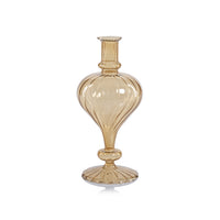 Zodax Vellum 2-Piece Set Large Light Amber Spiral Glass Vases, Large, Turnip Shape
