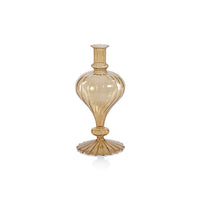 Zodax Vellum 2-Piece Set Small Light Amber Spiral Glass Vases, Turnip Shape, Small, Light Amber