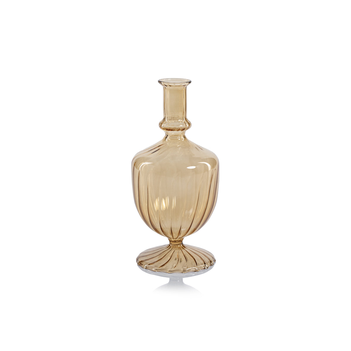 Zodax Vellum 2-Piece Set Light Amber Spiral Glass Vases, Urn Shape, Light Amber