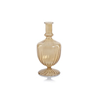 Zodax Vellum 2-Piece Set Light Amber Spiral Glass Vases, Urn Shape, Light Amber