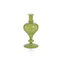 Zodax Vellum 2-Piece Set Small Green Spiral Glass Vases, Turnip Shape, Small, Green