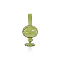 Zodax Vellum 2-Piece Set Large Green Spiral Glass Vases, Onion Shape, Large, Green