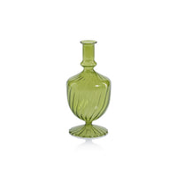 Zodax Vellum 2-Piece Set Green Spiral Glass Vases, Urn Shape, Green