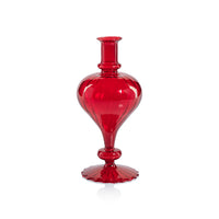 Zodax Vellum 2-Piece Set Large Red Spiral Glass Vases, Turnip Shape, Large, Red