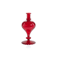 Zodax Vellum 2-Piece Set Small Red Spiral Glass Vases, Turnip Shape, Small, Red