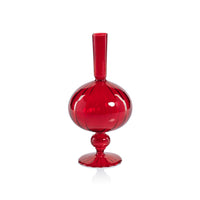 Zodax Vellum 2-Piece Set Large Red Spiral Glass Vases, Onion Shape, Large, Red