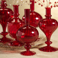 Zodax Vellum 2-Piece Set Small Red Spiral Glass Vases, Onion Shape, Small, Red