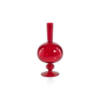Zodax Vellum 2-Piece Set Small Red Spiral Glass Vases, Onion Shape, Small, Red