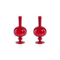 Zodax Vellum 2-Piece Set Small Red Spiral Glass Vases, Onion Shape, Small, Red