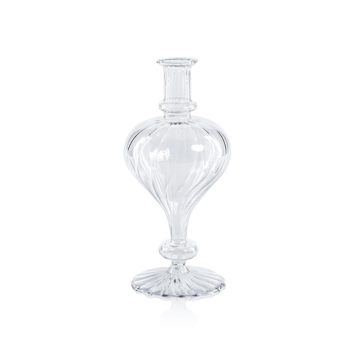Zodax Vellum 2-Piece Set Large Clear Spiral Glass Vases, Turnip Shape, Large, Clear