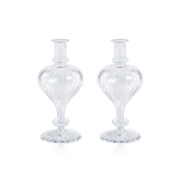 Zodax Vellum 2-Piece Set Large Clear Spiral Glass Vases, Turnip Shape, Large, Clear