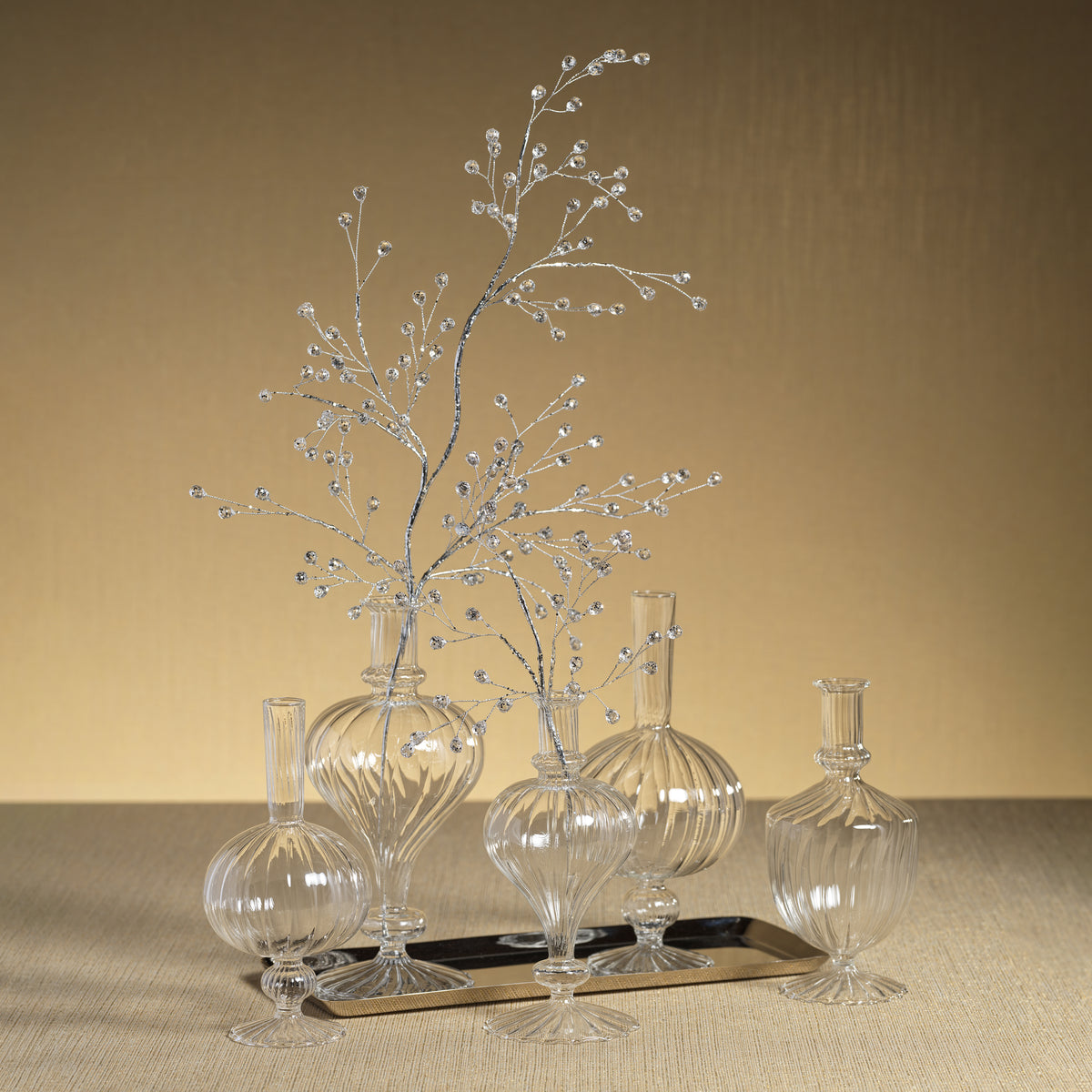 Zodax Vellum 2-Piece Set Small Clear Spiral Glass Vases, Turnip Shape, Small, Clear