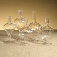 Zodax Vellum 2-Piece Set Small Clear Spiral Glass Vases, Turnip Shape, Small, Clear