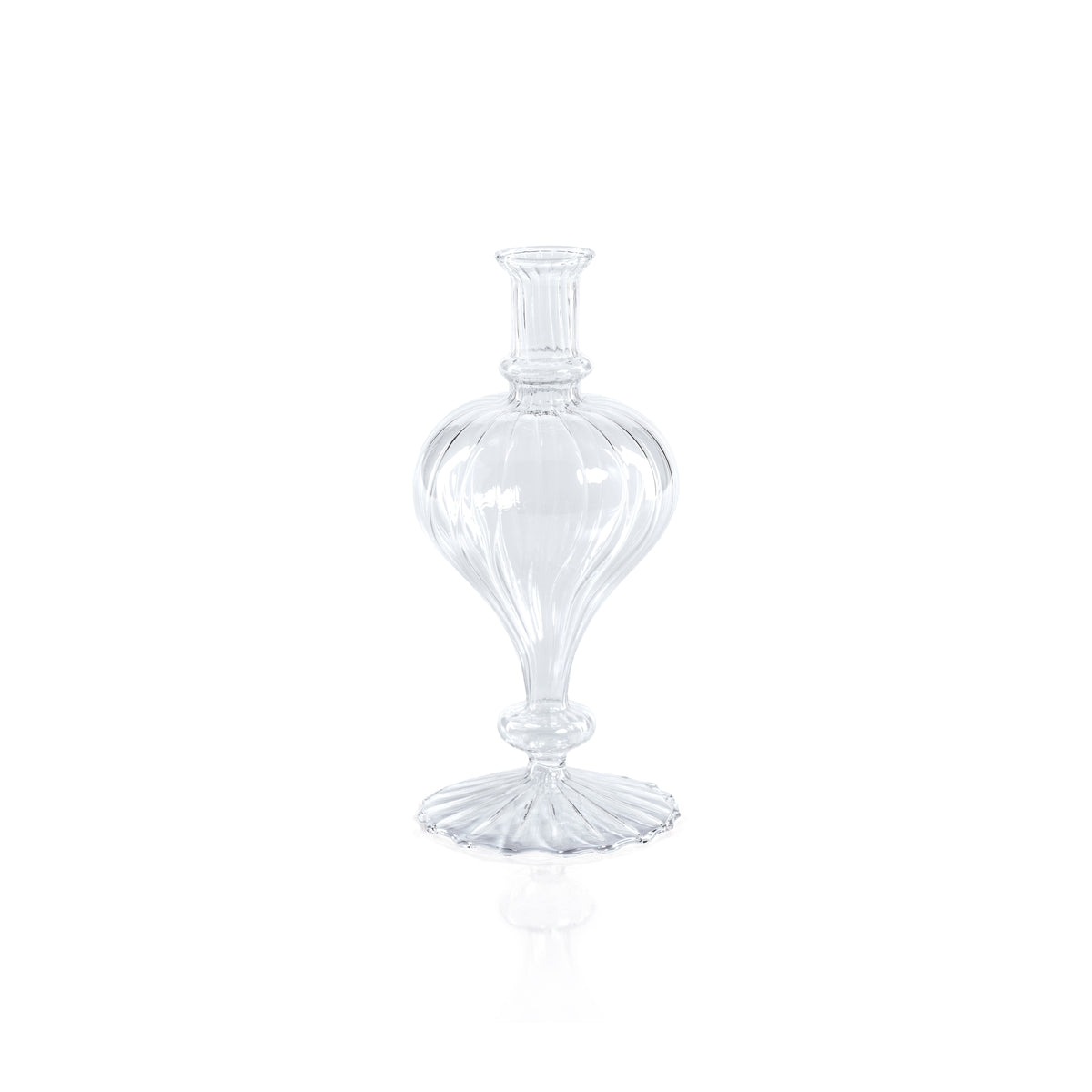 Zodax Vellum 2-Piece Set Small Clear Spiral Glass Vases, Turnip Shape, Small, Clear