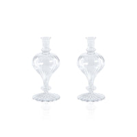 Zodax Vellum 2-Piece Set Small Clear Spiral Glass Vases, Turnip Shape, Small, Clear