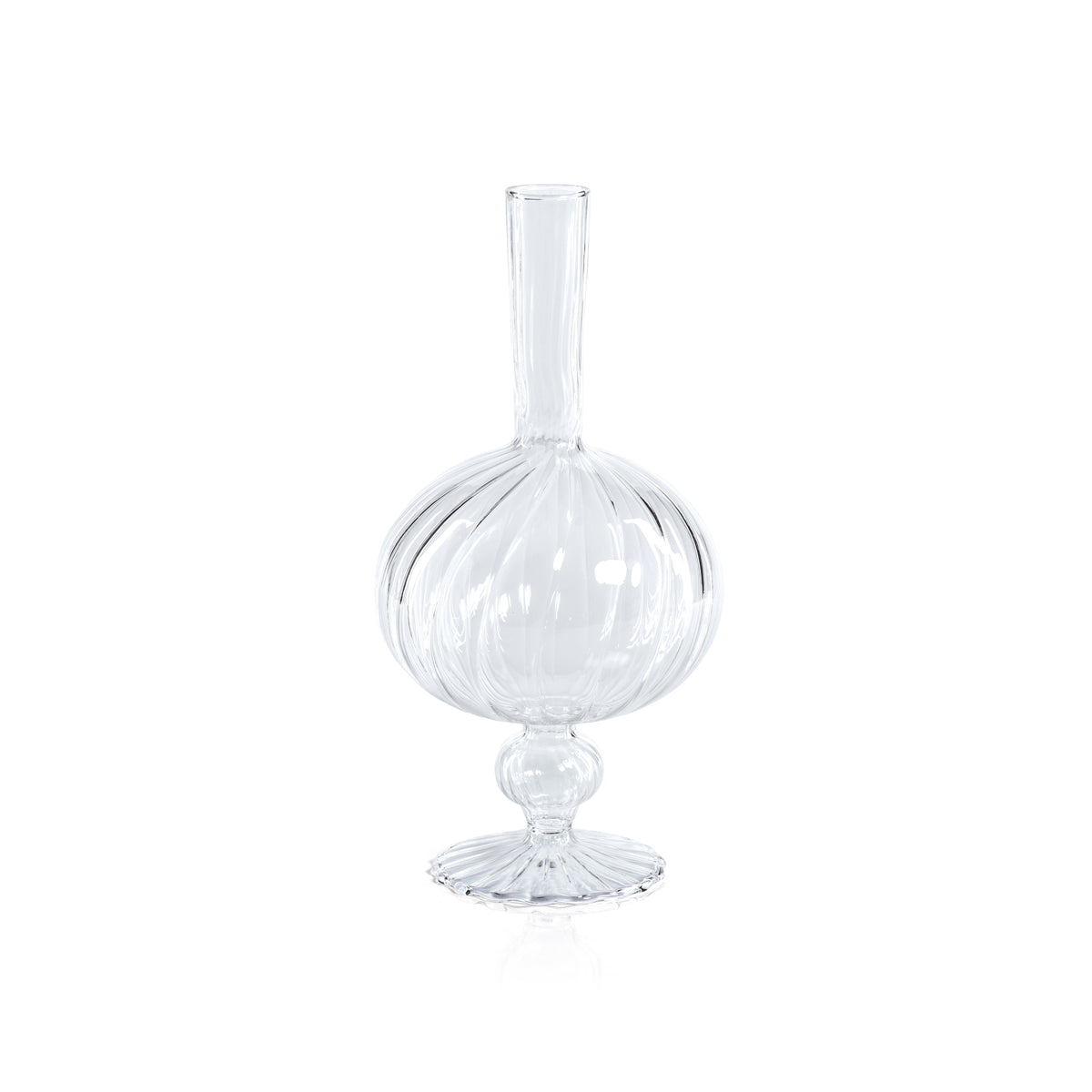 Zodax Vellum 2-Piece Set Large Clear Spiral Glass Vases, Onion Shape, Large, Clear