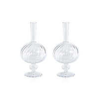 Zodax Vellum 2-Piece Set Large Clear Spiral Glass Vases, Onion Shape, Large, Clear