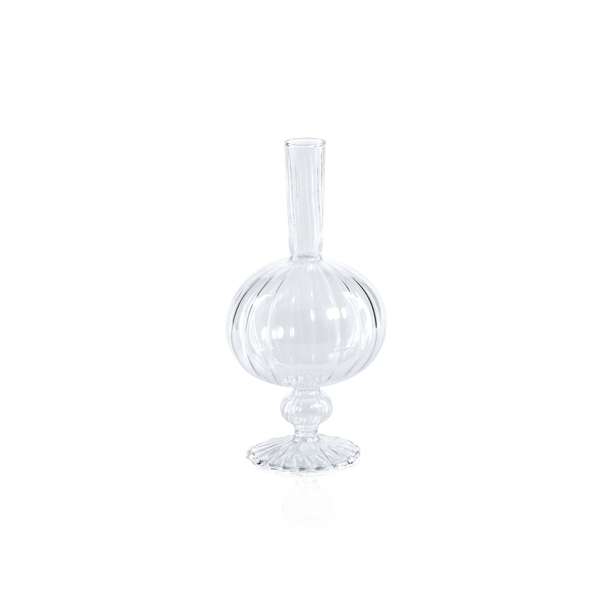 Zodax Vellum 2-Piece Set Small Clear Spiral Glass Vases, Onion Shape, Small, Clear