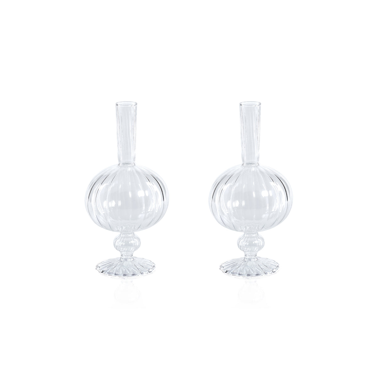 Zodax Vellum 2-Piece Set Small Clear Spiral Glass Vases, Onion Shape, Small, Clear