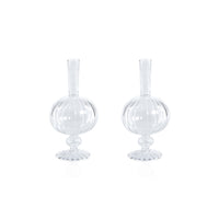 Zodax Vellum 2-Piece Set Small Clear Spiral Glass Vases, Onion Shape, Small, Clear