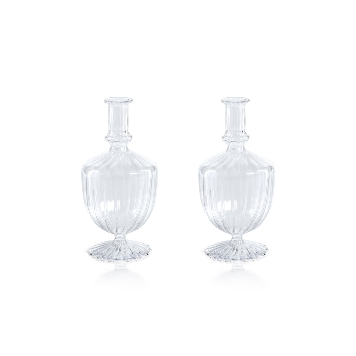 Zodax Vellum 2-Piece Set Clear Spiral Glass Vases, Urn Shape, Clear