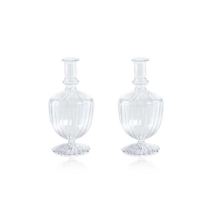 Zodax Vellum 2-Piece Set Clear Spiral Glass Vases, Urn Shape, Clear