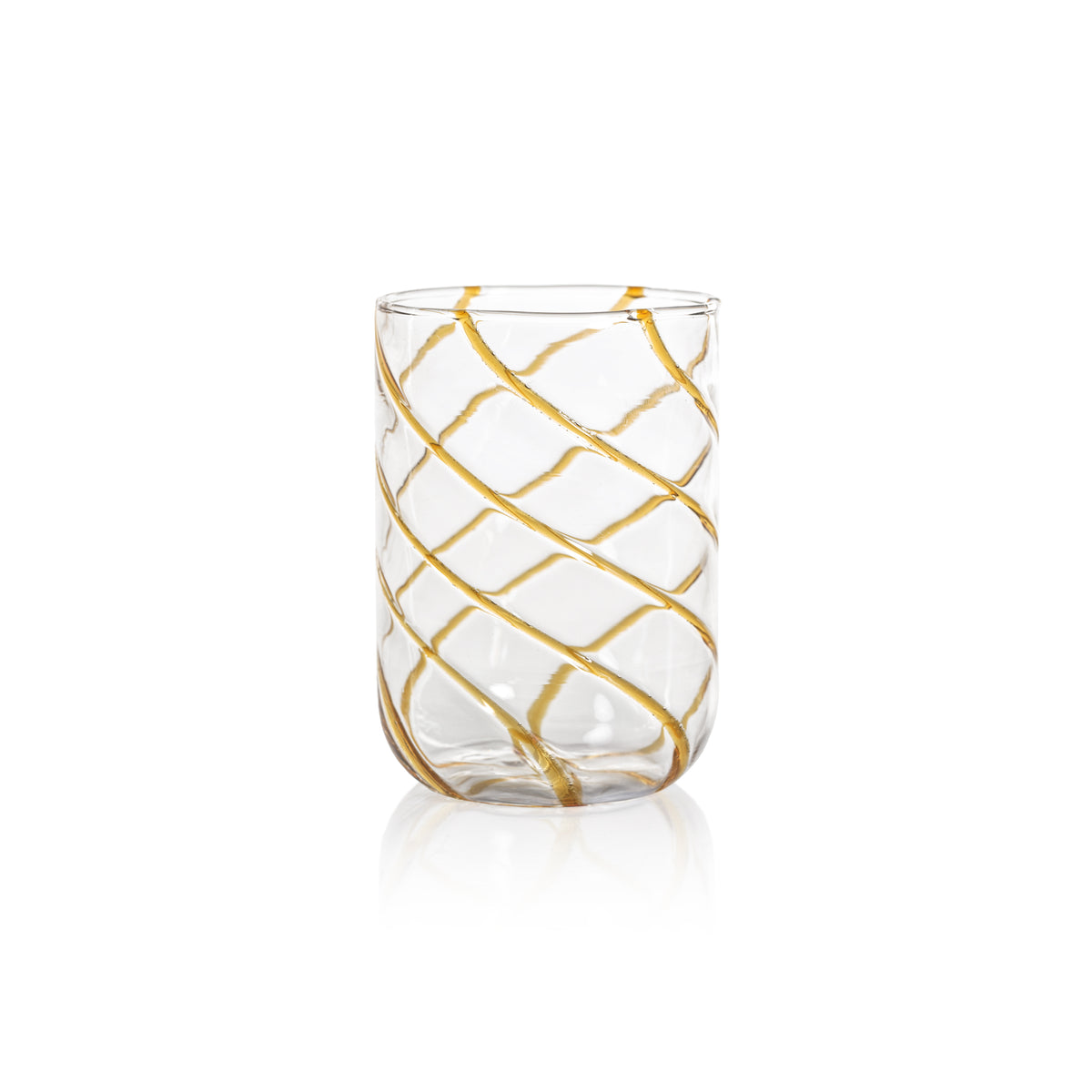 Zodax Maltia 6-Piece Set Swirl Design Glass Tumblers, Amber