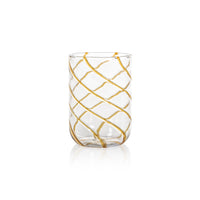 Zodax Maltia 6-Piece Set Swirl Design Glass Tumblers, Amber
