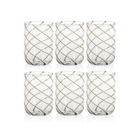 Zodax Maltia 6-Piece Set Swirl Design Glass Tumblers, Gray