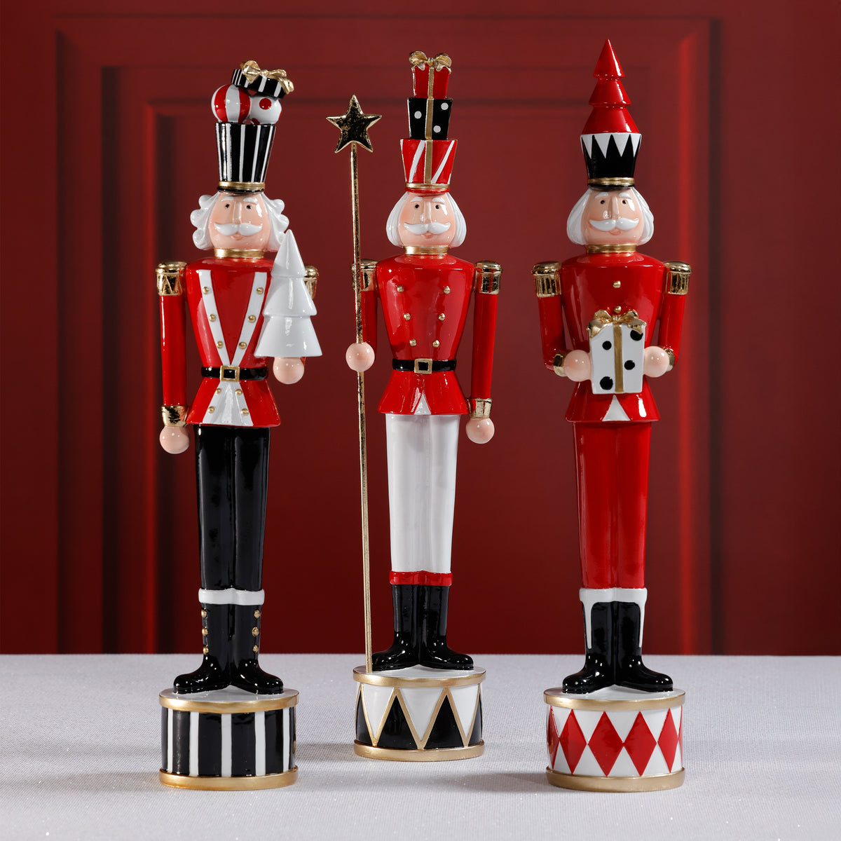 Zodax Clarance Twinkle Troop Christmas Figurines, Set of 3, Festive Holiday Décor, 18" Tall