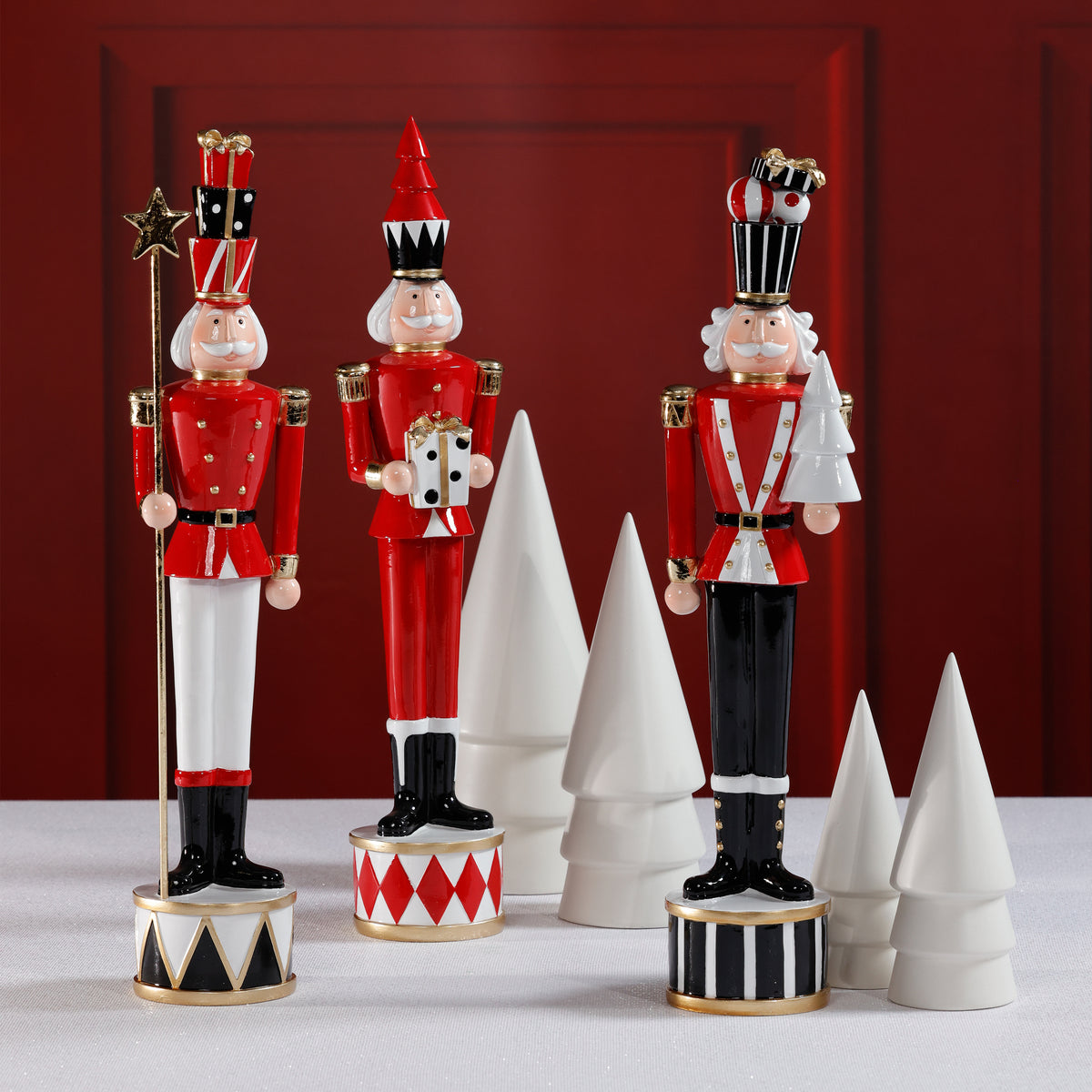 Zodax Clarance Twinkle Troop Christmas Figurines, Set of 3, Festive Holiday Décor, 18" Tall