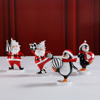 Zodax Festive Four Santa & Penguin Figurines, Set of 4, Holiday Decoration, 7" Tall