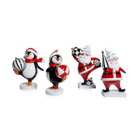 Zodax Festive Four Santa & Penguin Figurines, Set of 4, Holiday Decoration, 7" Tall