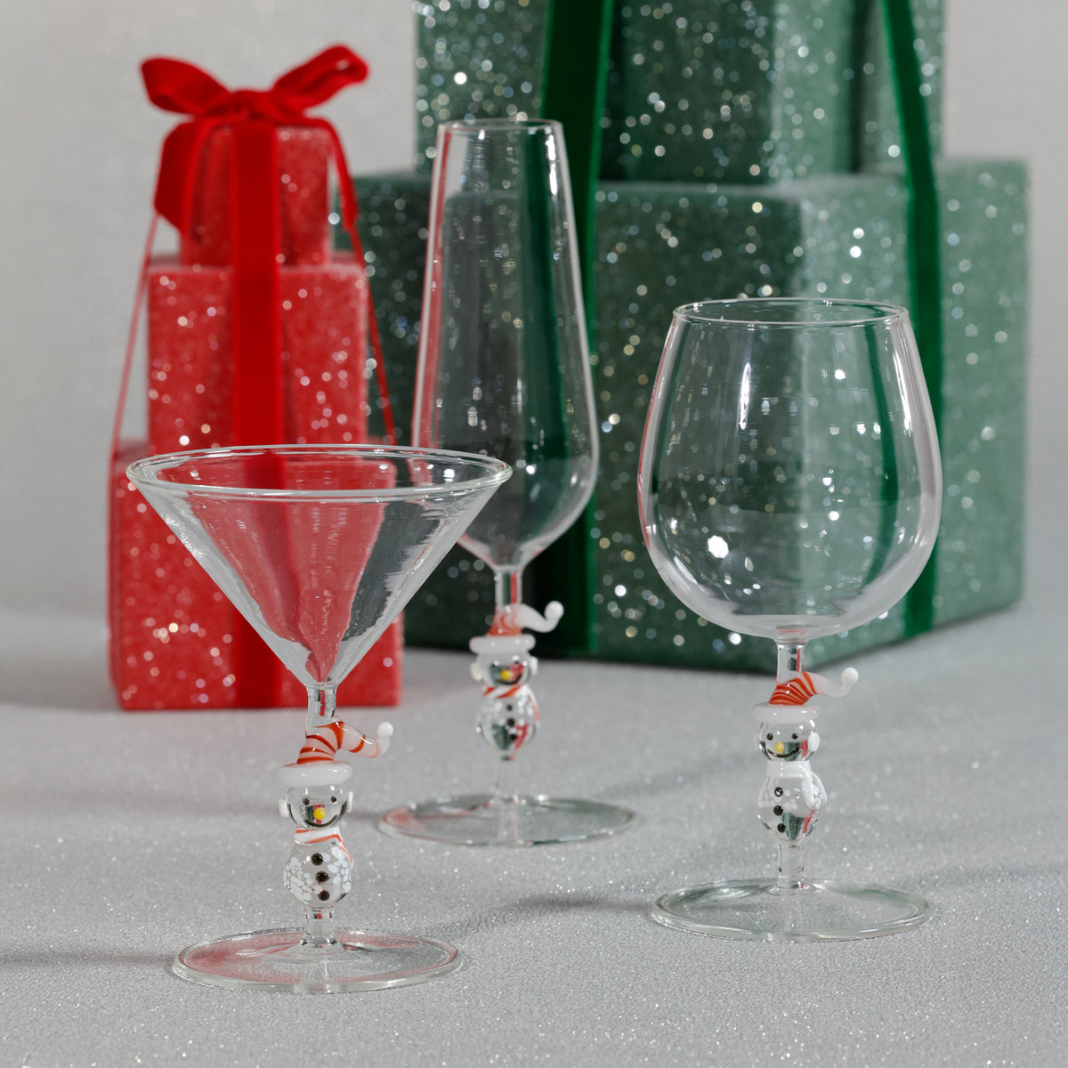 Zodax Snowman Sips Champagne Flutes, Set of 4, Festive Holiday Glassware
