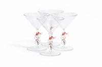 Zodax Snowman Sips Martini Glasses, Set of 4, Holiday Cocktail Glassware