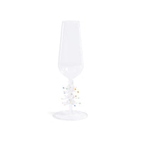 Zodax Treetop Cheers Glass Champagne Flutes - Holiday Stemware, Set of 4, Clear