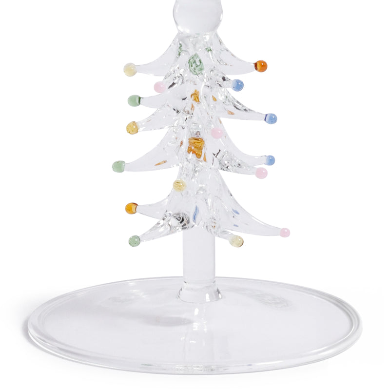 Zodax Treetop Cheers Glass Champagne Flutes - Holiday Stemware, Set of 4, Clear