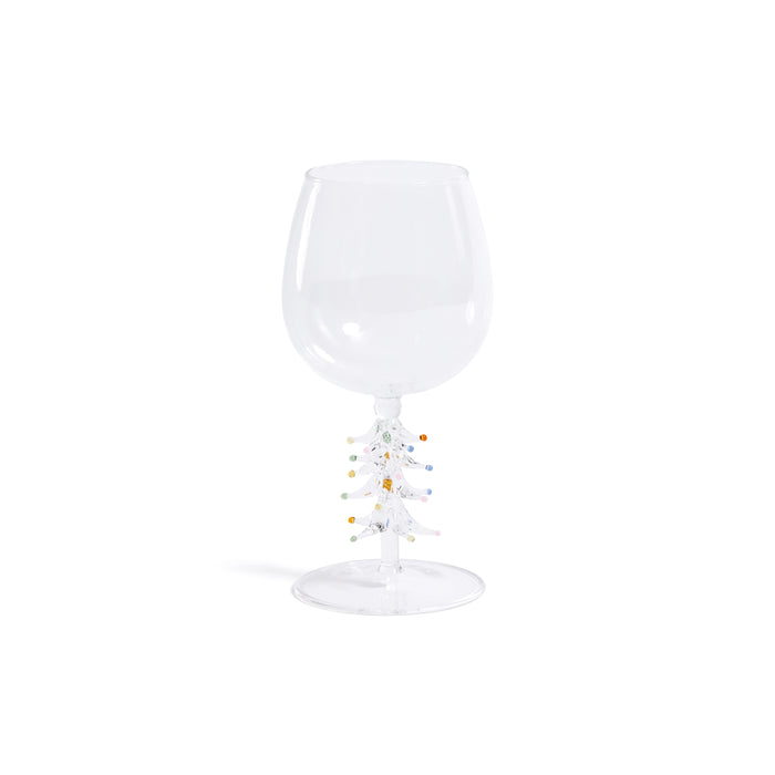 Zodax Treetop Cheers Wine Glasses - Holiday Stemware, Set of 4, Clear