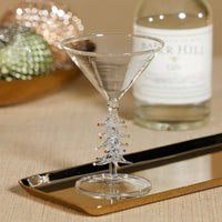 Zodax Treetop Cheers Martini Glasses - Holiday Stemware, Set of 4, Clear