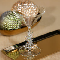 Zodax Treetop Cheers Martini Glasses - Holiday Stemware, Set of 4, Clear